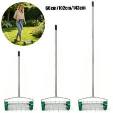 Image of Portable Rolling Grass Lawn Garden Aerator Steel Spike Roller Adjustable Handle