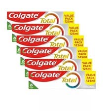 Image of COLGATE TOTAL ORIGINAL 6 X 125ML TOOTHPASTE, 24HR ANTIBACTERIAL