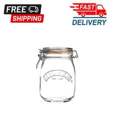 Image of Kilner Round Clip Top Glass Jar Airtight Food Storage Preserving Jar 1 Litre NEW