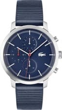 Image of Lacoste Men's Replay Quartz Watch Blue Leather 2011176 New Boxed Chronograph