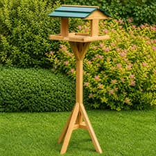 Image of Traditional Wooden Bird Table Garden Birds Feeder Feeding Station Free Standing