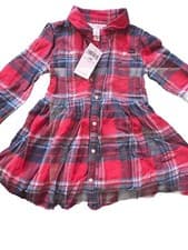 Image of Polo Ralph Lauren Toddler Girl Red Shirt Dress Size 24M Long Sleeve