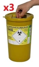 Image of SHARPSGUARD Yellow 5L Sharps Bins x3 5 Litre NEW