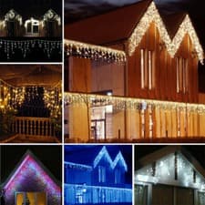 Image of 200 Christmas Icicle Lights Outdoor Xmas LED Snowing Effect Fairy Lights & Timer
