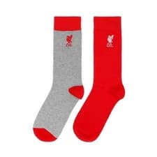 Image of Liverpool FC Official 2 Pack Mens Socks Red And Grey Size UK 7-11 LFC Gift