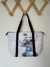Image of PRIMARK DISNEY Lilo & Stitch Shoulder Shopping Tote Bag Grey Black Blue