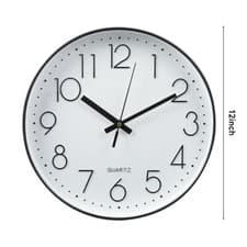 Image of 12 inch Round Wall Clock Clocks Quartz Sweep Movement Home Bedroom Kitchen Decor