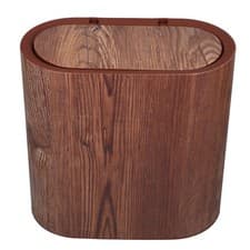 Image of 14L Slim Wood Grain Wastebasket with Lid Narrow Trash Can for Bedroom Office