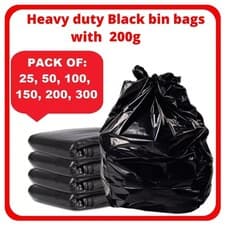 Image of EXTRA STRONG HEAVY DUTY BLACK BIN LINERS BAGS RUBBISH WASTE REFUSE SACKS 200G UK