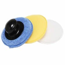 Image of 3 pcs Microfibre Sponge Foam Polish Wax Cleaning Applicator Pads & Handle Set