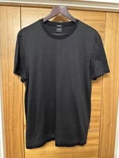 Image of HUGO BOSS Tee Shirt Mens Large Black Short Sleeve Casual Mercerised Slim Fit New