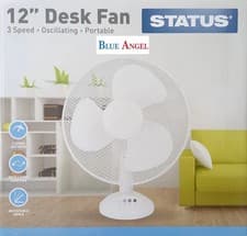 Image of Status 12 Inch Desk Fan White  3 Speed Settings Adjustable Angle Fast Delivery