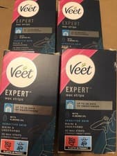 Image of 4 X Veet Expert Wax Strips Sensitive Skin Bikini And Underarms