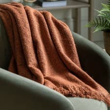 Image of La Redoute Throw Blanket Cosy Textured Boucle Orange 170 x 130cm -BNWT £30