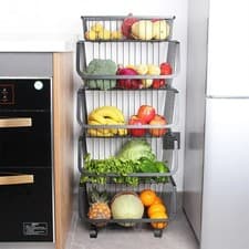 Image of 5 Tier Iron Wire Fruit Vegetable Basket Storage Kitchen Storage