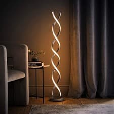 Image of Integrated LED Floor Lamp Matt Silver Double Twist Living Room Warm White Light