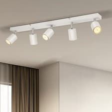 Image of Modern LED Ceiling Light Fitting White Including 5 X 6W GU10 Bulbs - RRP £43.99
