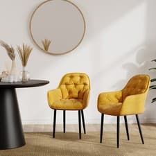 Image of SET OF 8 ANIKA MODERN VELVET DINING CHAIR PADDED SEAT METAL LEGS KITCHEN