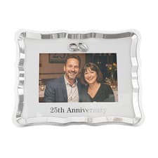Image of Modern 25th Anniversary Picture Frame in Silver Plating with Rings by Happy H...