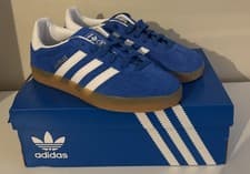 Image of ADIDAS GAZELLE INDOOR BLUE WHITE TRAINERS - UK SIZE 7 - GUM SOLE - NEW IN BOX