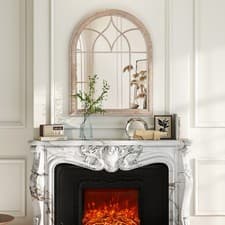 Image of Farmhouse Window Pane Mirror Large Arched Wall Mounted Mirror 88.5 x 69 cm