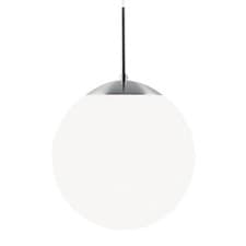 Image of Ceiling Light Silver Cafe 30 Single Dome Pendant White Opal Glass 30cm 60w Max
