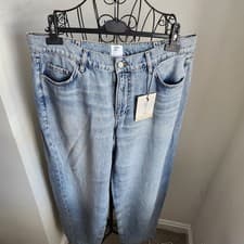 Image of Good American Good Waist Cropped Palazzo Wide Leg, High Waisted Jeans,  Size 18.