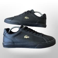 Image of Lacoste Lerond Pro 123 Men’s Black Leather Trainer Size Uk 8.5