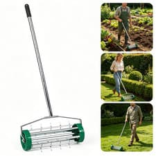 Image of Gardening Lawn Aerator Grass Roller With 3 Level Adjustable Telescopic Handle