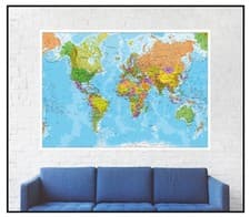 Image of World Map Atlas Detailed Large Poster Art Print Gift - A0 A1 A2 A3 A4 A5 + More
