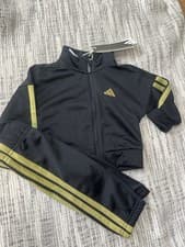 Image of Baby boys black and gold climacool adidas tracksuit set new 3-6 months