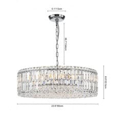 Image of Modern Round Crystal Chandelier 12-Lights Crystal Pendant Light For Living Room