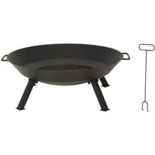 Image of Outdoor Black Metal Fire Bowl, 76cm