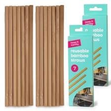 Image of 14-21 Reusable Bamboo Drinking Straws Suitable for Hot and Cold Easy to Clean