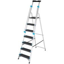 Image of 1.5m XL Platform Step Ladders 7 Tread Anti Slip Steps & Tool Tray Aluminium