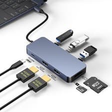 Image of 8-in-1 Docking Station HDMI, USB-A , USB-C, USB-C 100W PD, SD/TF Card Reader.