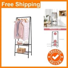 Image of Versatile 60cm x 151cm Space-Saving Clothes Rack with 2 Shelves for Organizing