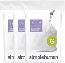 Image of Simplehuman CW0257 code G Custom Fit Bin Liner Bulk Pack White Plastic 3 Pack