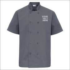 Image of Personalised Embroidered Chefs Jacket Short Sleeve Unisex ANY TEXT Custom Jacket