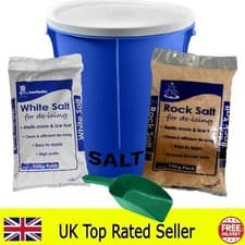 Image of 25L Blue GRIT BIN with 10KG White Salt Rock GRIT Salt Bin for ICE Snow