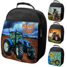 Image of Personalised Lunch Bag Boys Tractor Kids School Bag Insulated Childrens Cooler