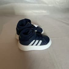 Image of Adidas Grand Court Mid Baby Child’s Trainers Brand New Boxed White Navy Size 4