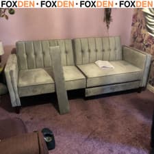 Image of Modern Convertible Sofa Futon Velvet-Touch Tufted Couch w/ Adjustable Split Grey