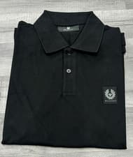 Image of BELSTAFF STEWARTON PIQUE COTTON POLO SHIRT BLACK RRP £90