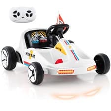Image of COSTWAY Kids Electric Go Kart 12V Ride on Car with Remote & 3 Speeds-White