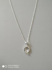 Image of Initial Q Pendant. 925 Silver Plated Chain, Shiny Capital Letter.Boxed Gift Idea