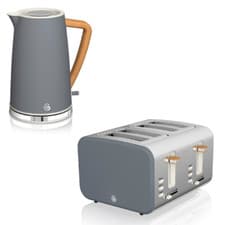 Image of Swan Nordic Grey 1.7L Jug Kettle & 4 Slice 3000W Toaster Kitchen Electrical Set