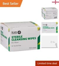 Image of Sterile Cleansing Wipes, Pack of 100 - Gentle & Disposable for Travel Safety
