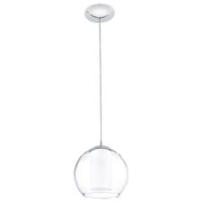Image of Pendant Light Chrome & Satin WhiteClear glass shade  E27 Ceiling Lamp