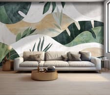 Image of 3D Abstract Geometry Stripe Green Self-adhesive Removeable Wallpaper Wall Mural